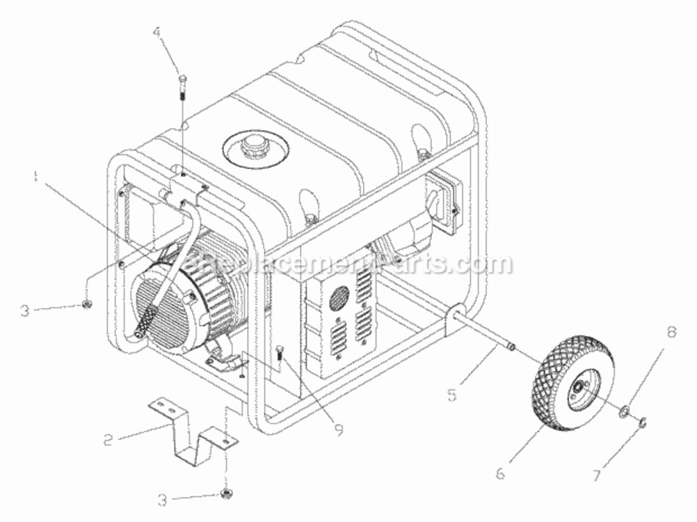 Wheel_Kit Diagram and Parts List for 1796-1  Briggs and Stratton Generator